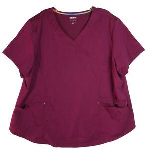 Scrubstar Ultimate Woman's Sz 3XL Scrub Top Pullover Short Sleeve Pockets Purple